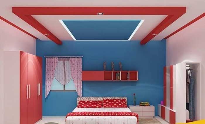 colourful pop ceiling design for living room