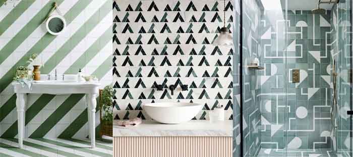 graphic modern bathroom tiles design