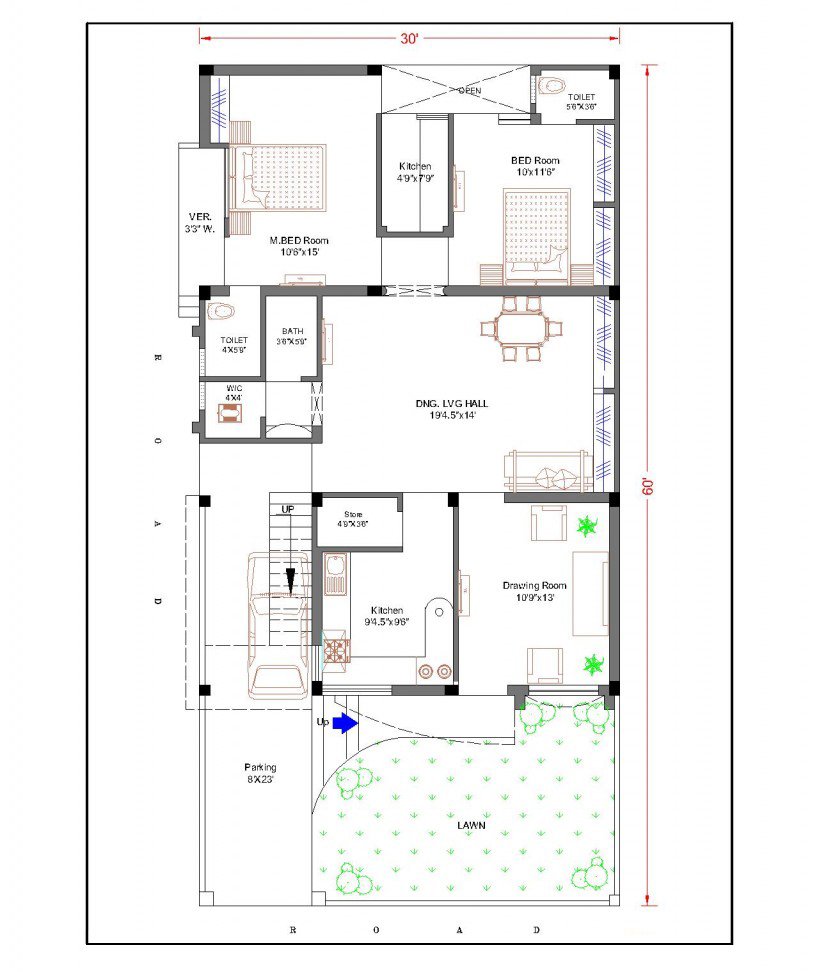 18 20X60 House Plan KlaskeAdham