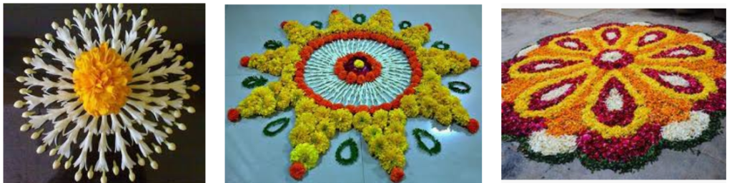 Diwali Rangoli with Flowers