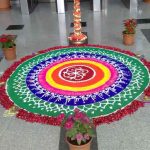 office diwali decoration with rangoli