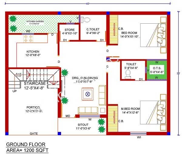 north facing house plan external staircase