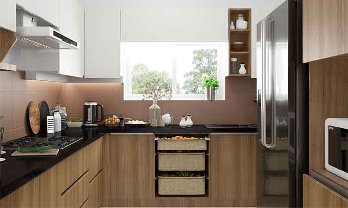 Coffee tone L modular kitchen design