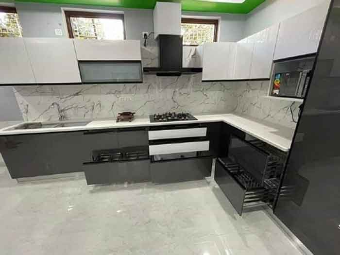 Glossy laminated modular kitchen