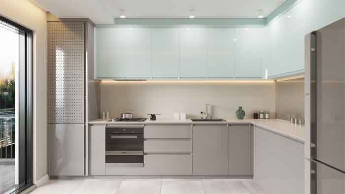 stylish L shaped modular kitchen