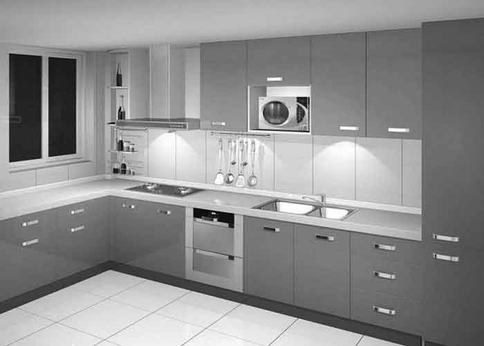 Aluminium finish l shaped kitchen