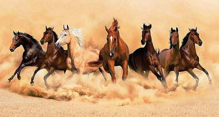 Lucky Seven Galloping White Running Horses Painting & Its Direction Lucky Seven Galloping White Running Horses Painting & Its Direction
