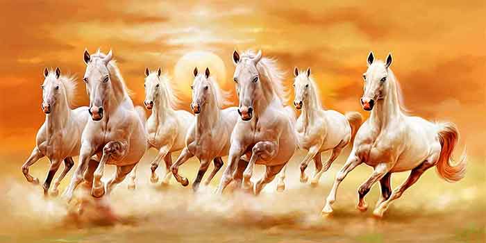 7 white horses painting