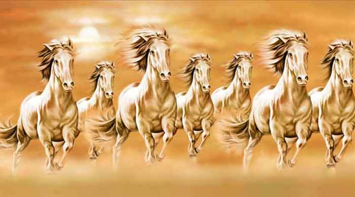 golden running horses painting