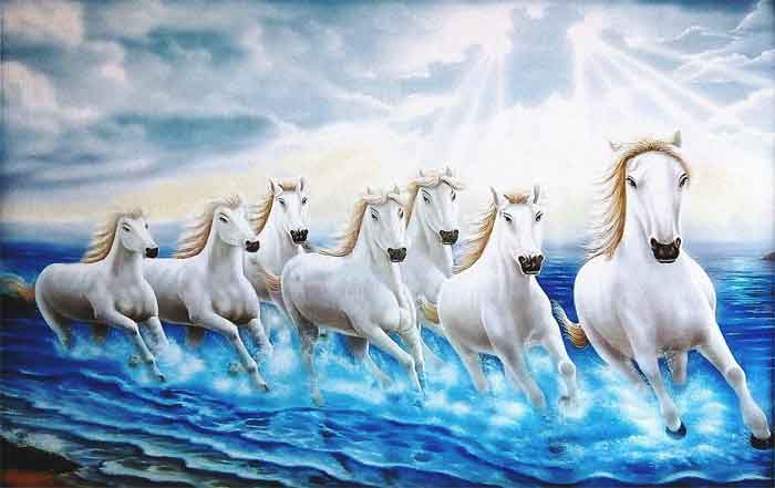 white lucky 7 horses painting vastu