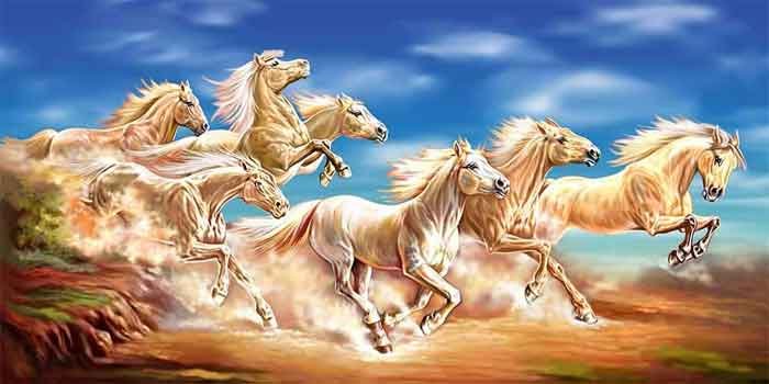 Lucky Seven Galloping White Running Horses Painting & Its Direction Lucky Seven Galloping White Running Horses Painting & Its Direction