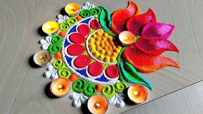 colorful floral rangoli design