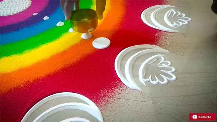 rainbow diwali rangoli design