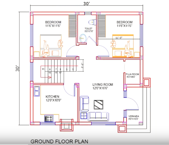 Double Bedroom House Plan Per Vastu | Homeminimalisite.com