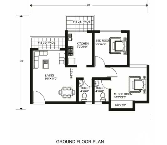 30x60 House Plans East Facing