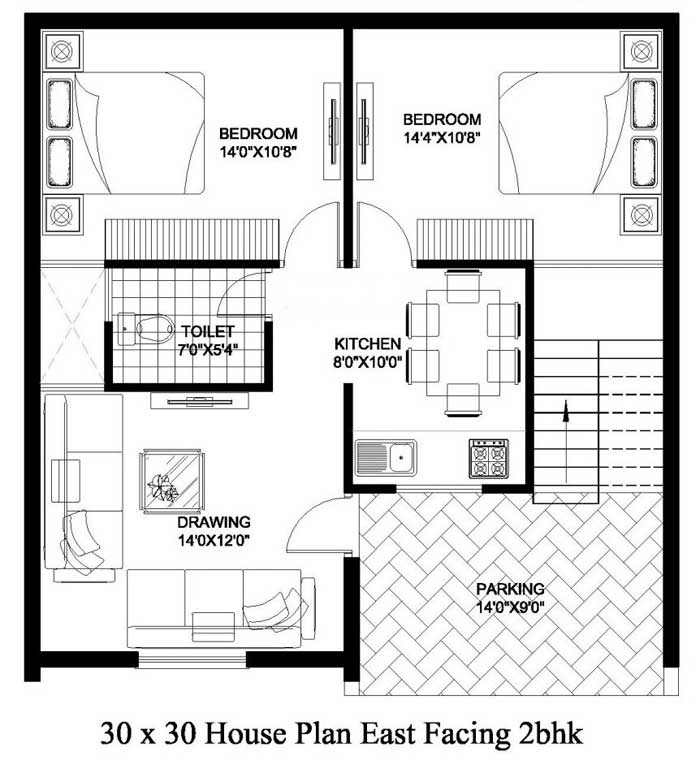 30x30 house plan with car parking