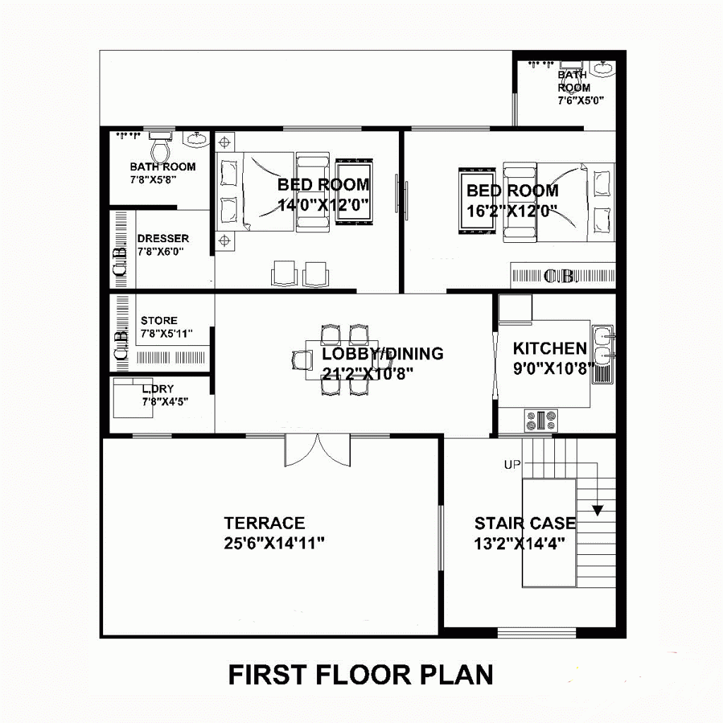 40 x 50 feet house plan map