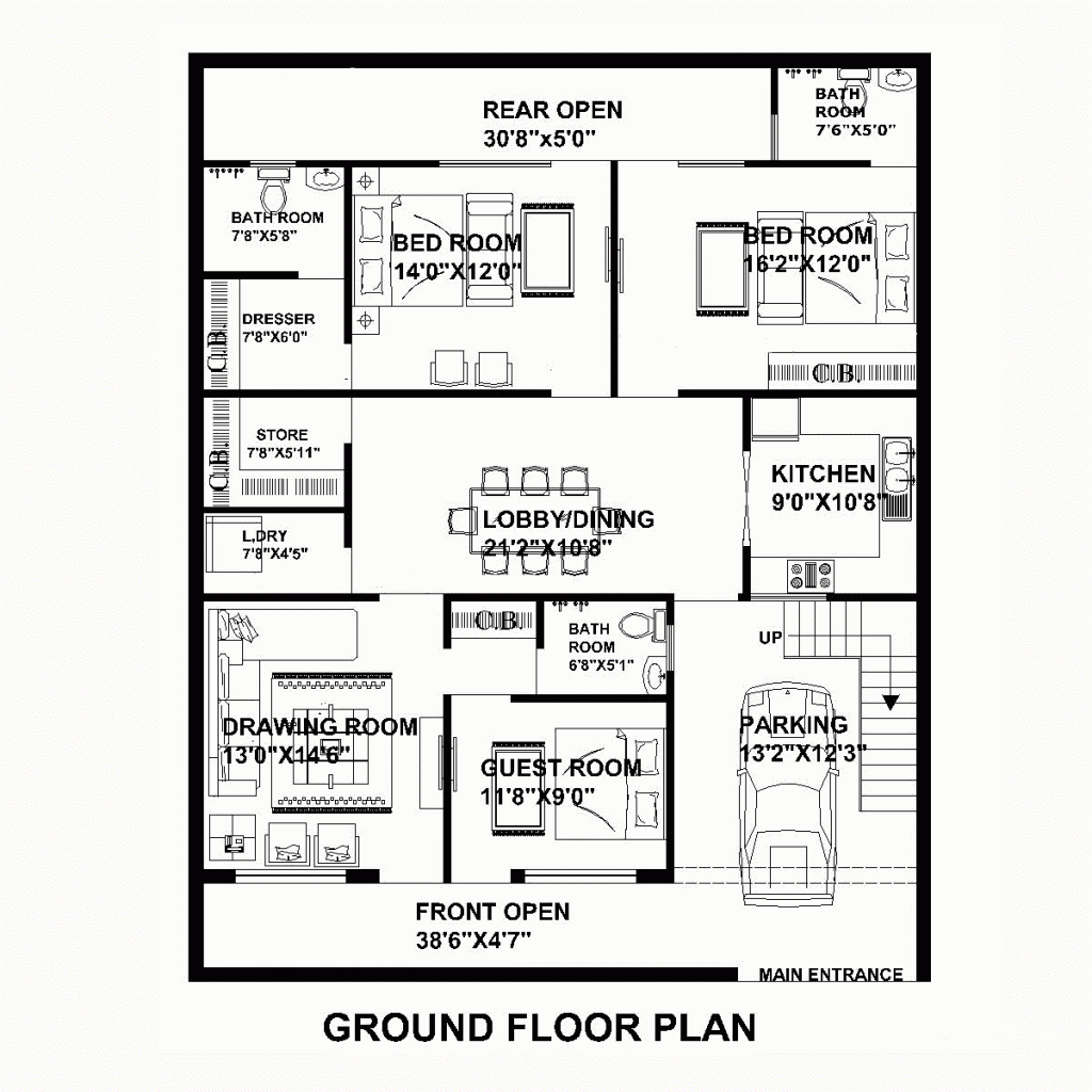 House Plans For 40 X 50 Feet Plot DecorChamp.