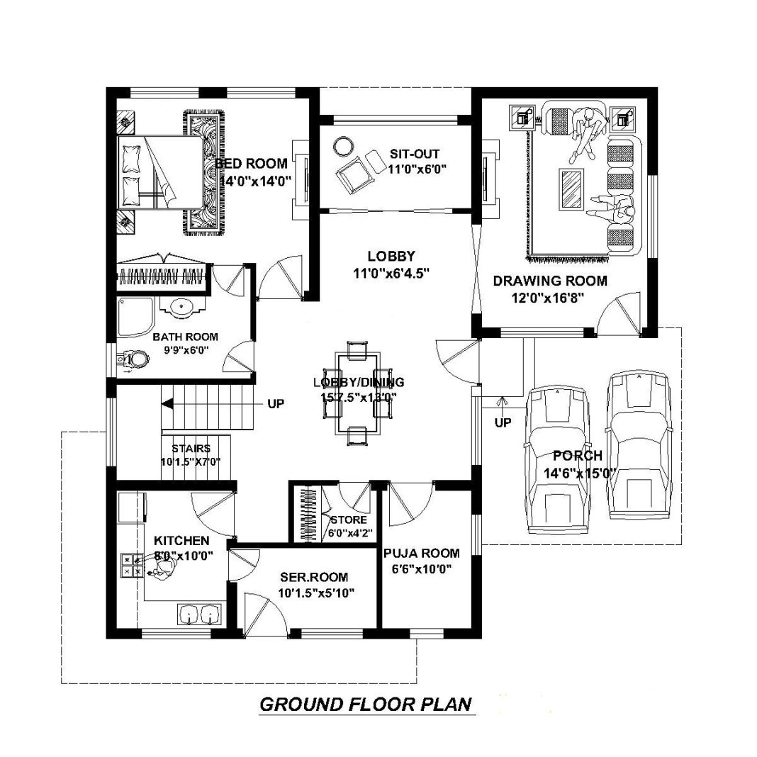 House Plan for 2bhk & 3BHK House Plan. 40x40 Plot Size Plan
