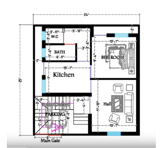 25 Feet By 24 Feet House Plan Maps