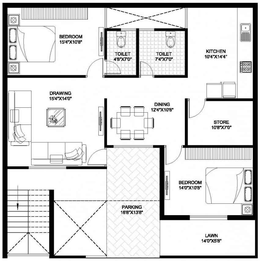 40 by 40 east facing house plant with parking