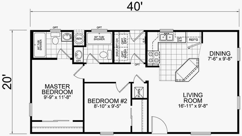 20 Feet x 40 Feet House Plan