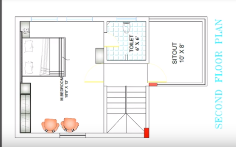 20 x 40 Feet House Plan - Second Floor