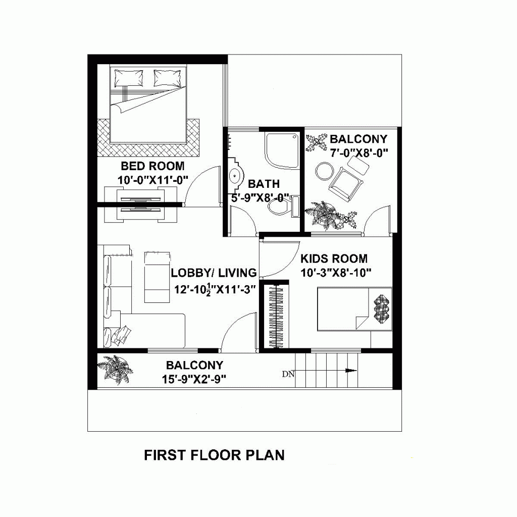 25 x 30 Feet House Plan (Plot Size 83 Square Yards