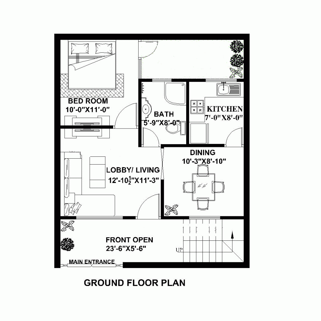 25 x 30 Feet House Plan Map