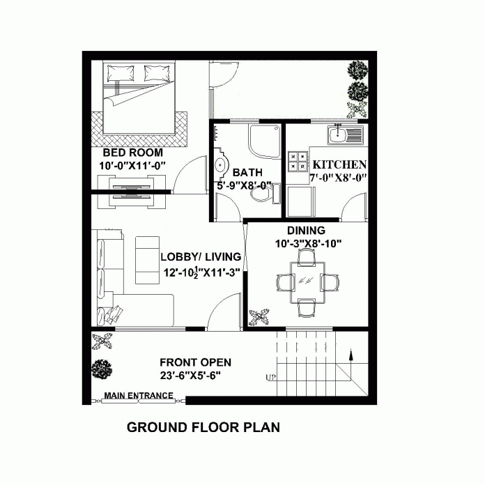 25 x 30 Feet House Plan (Plot Size 83 Square Yards