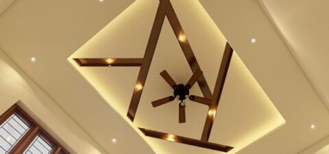 abstract gypsum false ceiling design for hall