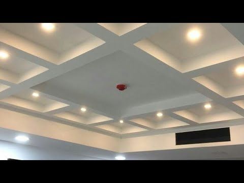 coffered gypsum board false ceiling design for hall