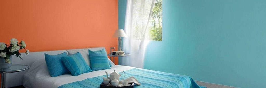 Orange Blue Colour Combination for Bedroom