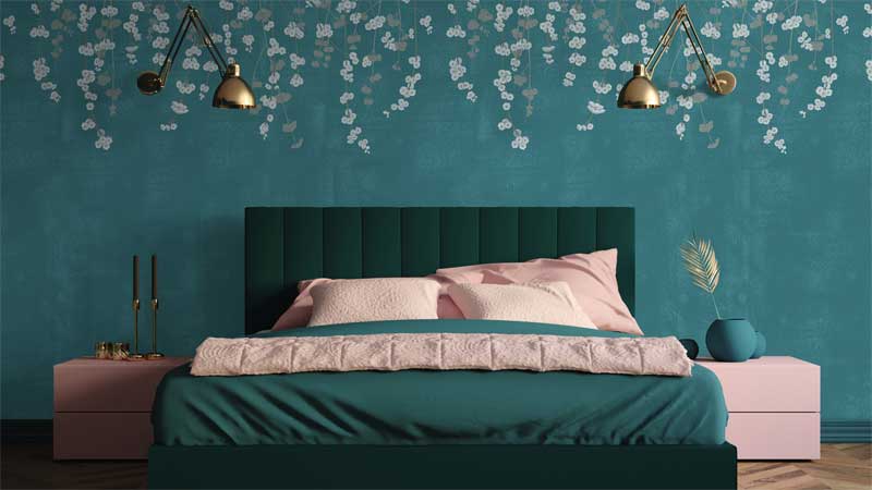 teal colour combination for bedroom