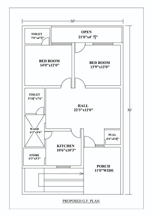 2bedroom house plan with porch