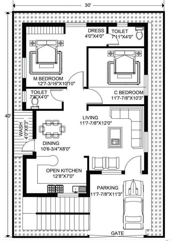 2 Bedroom 2bhk House Plans Indian