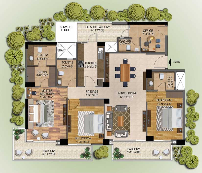3 BHK Luxury House Plan Indian Style