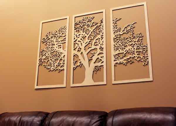 Wooden Tree Designs on Wall