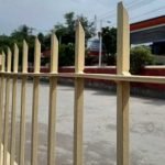 Boundary wall ideas with grill gate tile cement