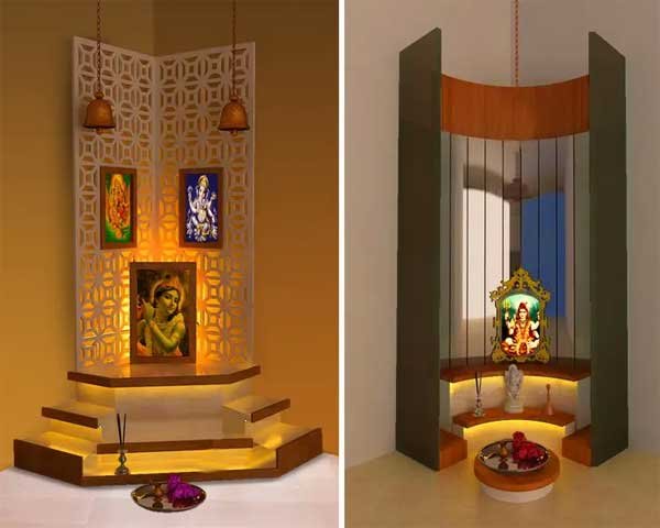 Compact Wood Mandir Design for Home