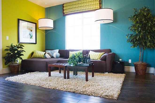 green blue scheme for living room walls
