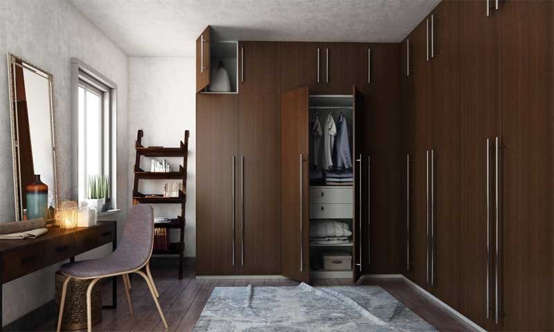 L shaped modern wardrobe