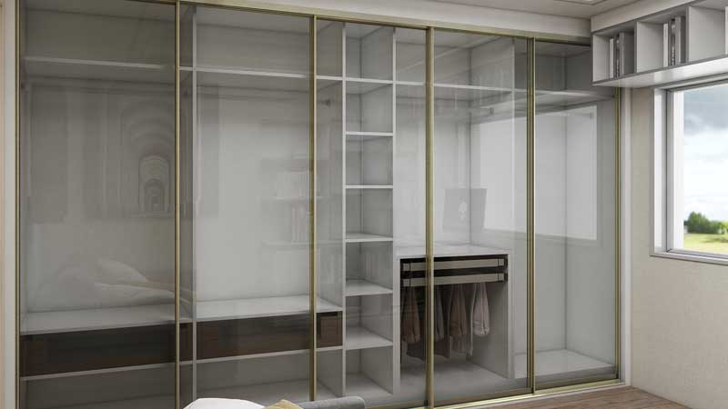 Modern Wardrobe with Glass and Side Table