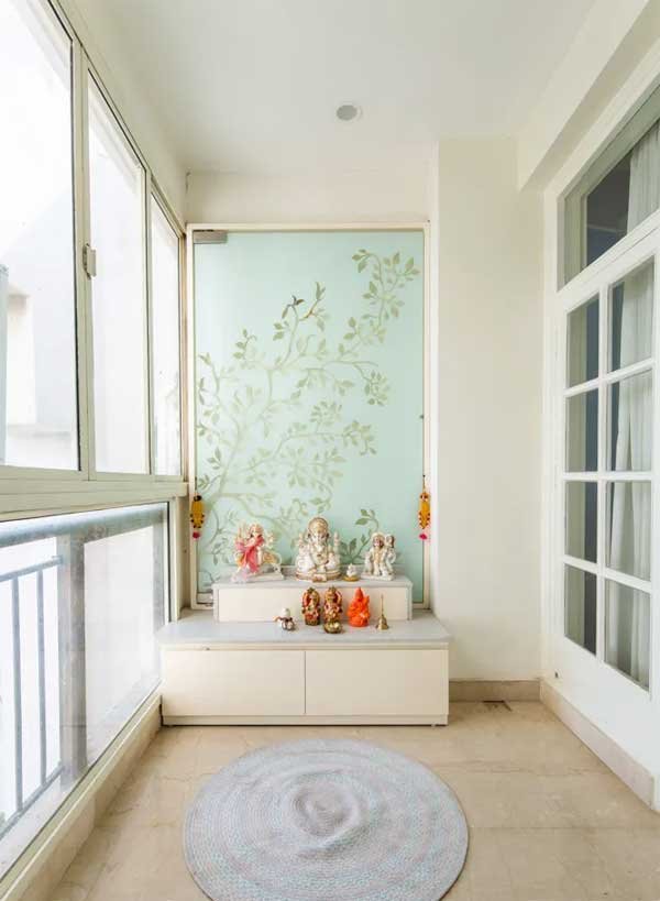 Wooden Mandir with Glass Panel