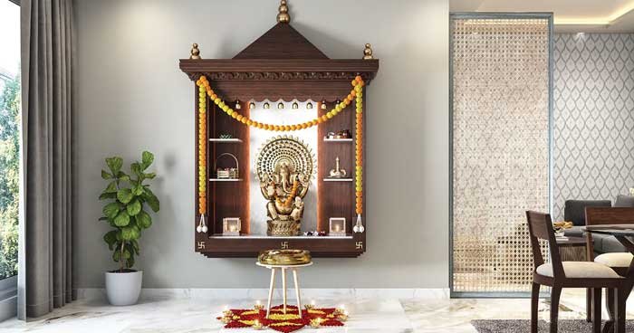 wooden mandir pooja room design