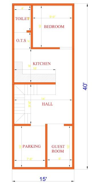 15*40 house plan ground floor
