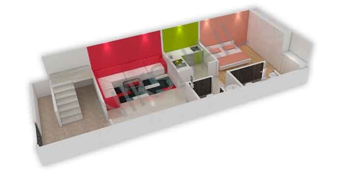 15x40 Single Floor House Plan