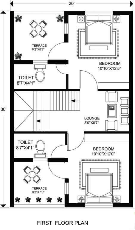 20*30 3BHK House Plan