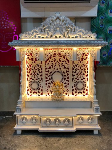 Complete marble mandir design for home