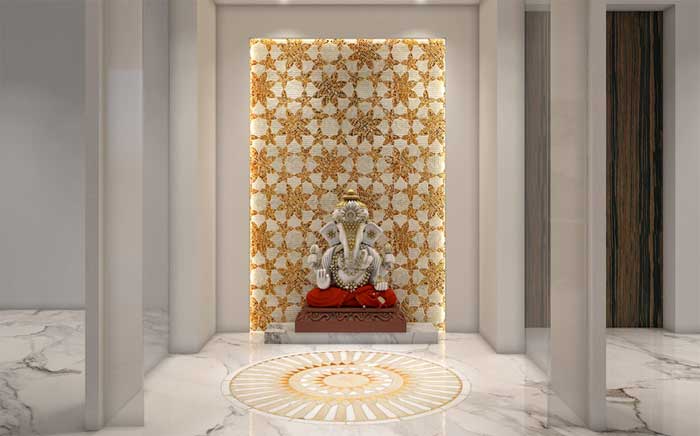 marble textured wall mounted mandir